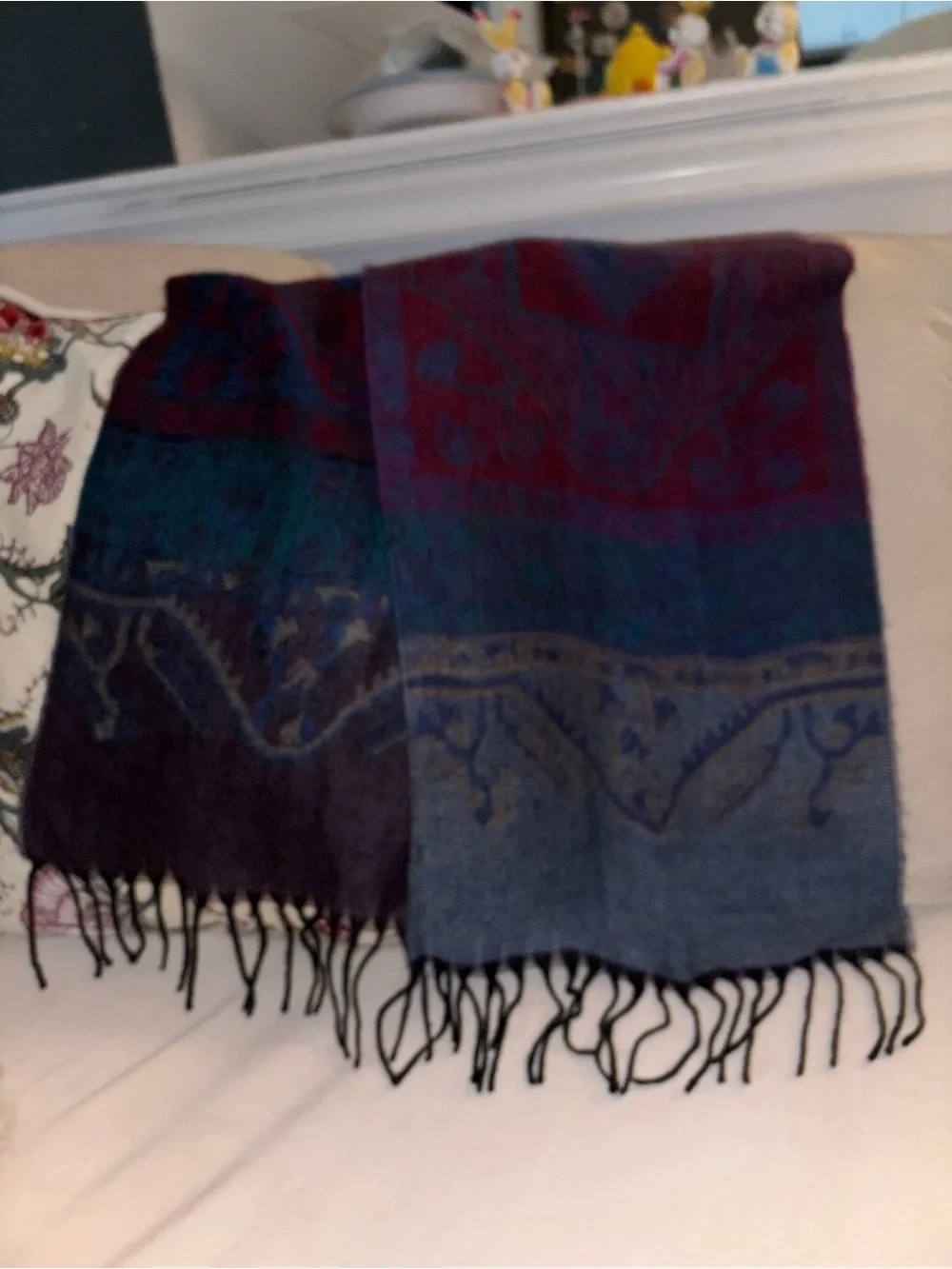 Vintage Christian Dior Reversible Cashluxe®️ Scarf in Blue and Burgundy